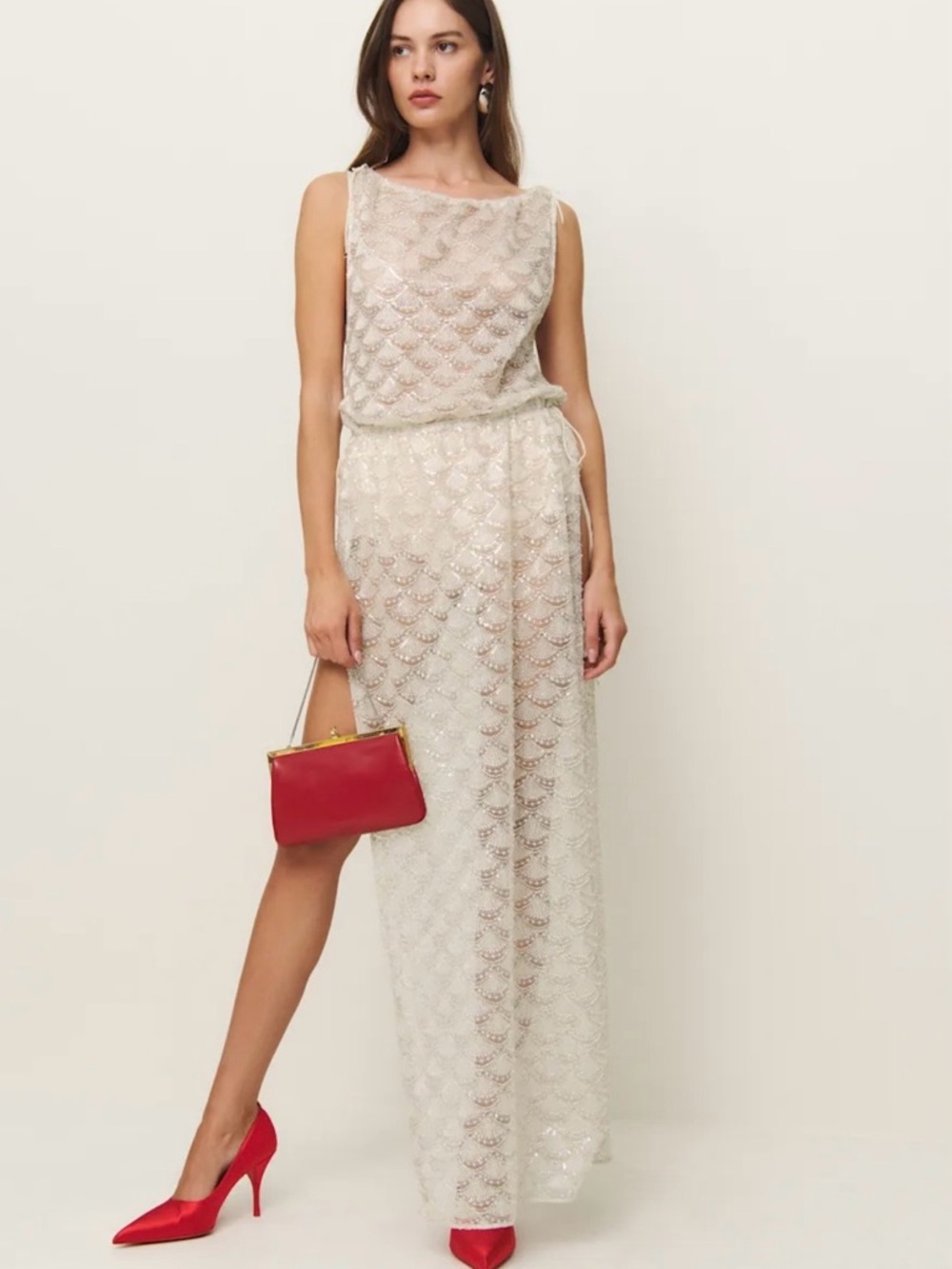 Reformation Champagne Beaded Maxi Dress - Picture 4 of 14